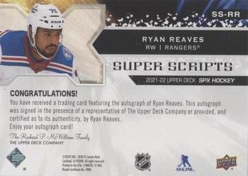 2021-22 SPx - Superscripts #SS-RR Ryan Reaves Back