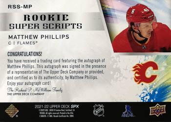 2021-22 SPx - Rookie Superscripts #RSS-MP Matthew Phillips Back