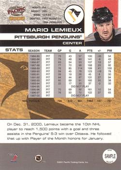 2001-02 Pacific - Samples #SAMPLE Mario Lemieux Back