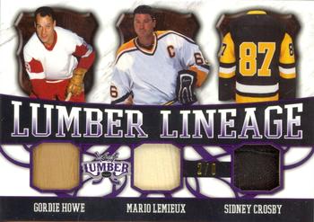 2021-22 Leaf Lumber - Lumber Lineage Purple #LL-5 Gordie Howe / Mario Lemieux / Sidney Crosby Front