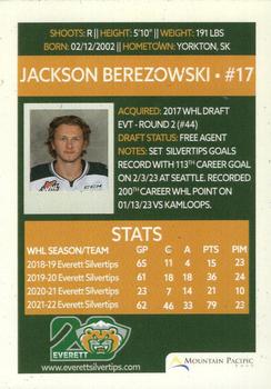 2022-23 Mountain Pacific Bank Everett Silvertips (WHL) #NNO Jackson Berezowski Back