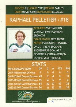 2022-23 Mountain Pacific Bank Everett Silvertips (WHL) #NNO Raphael Pelletier Back