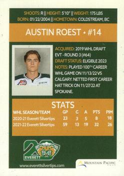 2022-23 Mountain Pacific Bank Everett Silvertips (WHL) #NNO Austin Roest Back