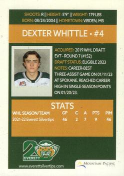 2022-23 Mountain Pacific Bank Everett Silvertips (WHL) #NNO Dexter Whittle Back