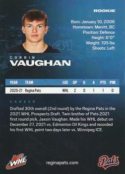 2022-23 Regina Pats (WHL) #NNO Corbin Vaughan Back