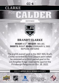 2022-23 Upper Deck - Calder Candidates #CC-4 Brandt Clarke Back