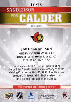 2022-23 Upper Deck - Calder Candidates #CC-12 Jake Sanderson Back