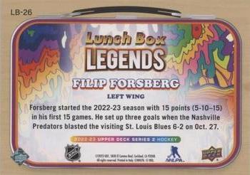 2022-23 Upper Deck - Lunch Box Legends Gold #LB-26 Filip Forsberg Back