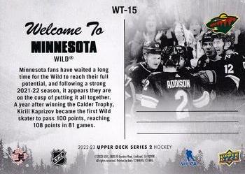 2022-23 Upper Deck - Welcome To... #WT-15 Minnesota Wild Back