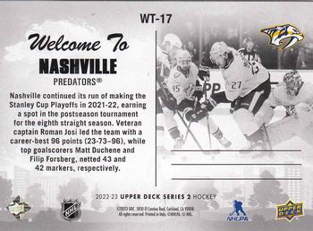 2022-23 Upper Deck - Welcome To... #WT-17 Nashville Predators Back