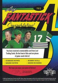 2021-22 Leaf Lumber - FantaStick 4 Pewter #F4-5 Gordie Howe / Mark Howe / Bobby Hull / Mike Rogers Back