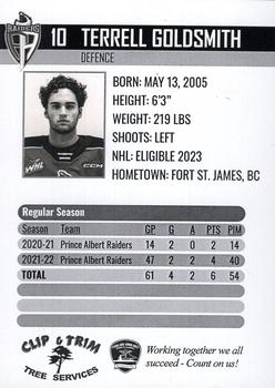 2022-23 Prince Albert Raiders (WHL) #NNO Terrell Goldsmith Back