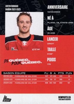 2022-23 Quebec Remparts (QMJHL) Update #NNO Justin Robidas Back