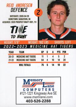2022-23 Medicine Hat Tigers (WHL) #NNO Reid Andresen Back