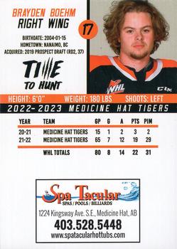 2022-23 Medicine Hat Tigers (WHL) #NNO Brayden Boehm Back