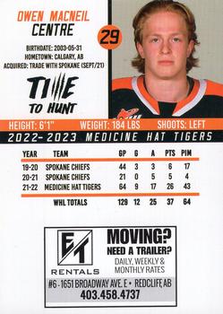 2022-23 Medicine Hat Tigers (WHL) #NNO Owen MacNeil Back