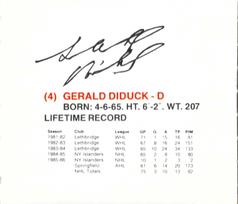 1986-87 New York Islanders #NNO Gerald Diduck Back