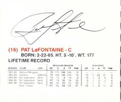 1986-87 New York Islanders #NNO Pat LaFontaine Back