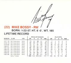 1986-87 New York Islanders #NNO Mike Bossy Back