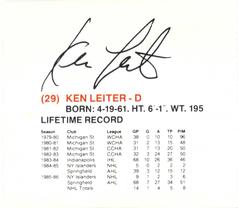 1986-87 New York Islanders #NNO Ken Leiter Back