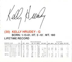 1986-87 New York Islanders #NNO Kelly Hrudey Back