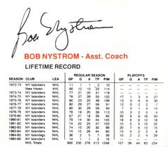 1986-87 New York Islanders #NNO Bob Nystrom Back
