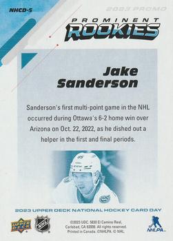 2023 Upper Deck National Hockey Card Day #NHCD-5 Jake Sanderson Back