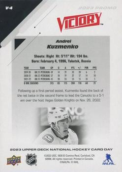 2023 Upper Deck National Hockey Card Day - Victory Rookies Black #V-4 Andrei Kuzmenko Back