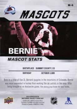 2023 Upper Deck National Hockey Card Day - Mascots #M-6 Bernie the St. Bernard Back