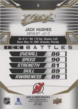 2022-23 Upper Deck MVP - Ice Battles Gold #9 Jack Hughes Back