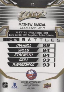 2022-23 Upper Deck MVP - Ice Battles Gold #32 Mathew Barzal Back