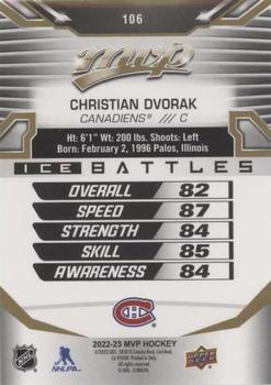 2022-23 Upper Deck MVP - Ice Battles Gold #106 Christian Dvorak Back