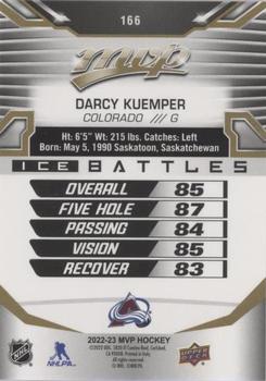 2022-23 Upper Deck MVP - Ice Battles Gold #166 Darcy Kuemper Back