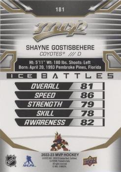 2022-23 Upper Deck MVP - Ice Battles Gold #181 Shayne Gostisbehere Back