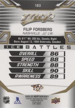 2022-23 Upper Deck MVP - Ice Battles Gold #183 Filip Forsberg Back