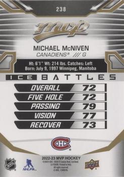 2022-23 Upper Deck MVP - Ice Battles Gold #238 Michael McNiven Back