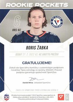 2022-23 SportZoo Tipos Extraliga Seria 2 - Rookie Rockets Autograph #RRS-BZ Boris Zabka Back