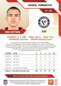 2022-23 SportZoo Tipos Extraliga Seria 2 - Red #220 Daniil Fominykh Back
