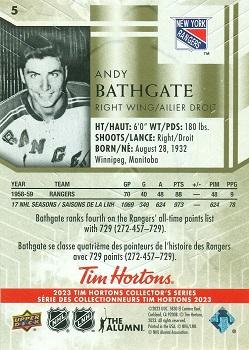 2023 Upper Deck Tim Hortons Legends #5 Andy Bathgate Back