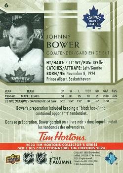 2023 Upper Deck Tim Hortons Legends #6 Johnny Bower Back
