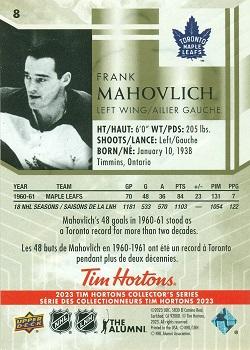 2023 Upper Deck Tim Hortons Legends #8 Frank Mahovlich Back