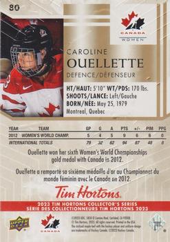 2023 Upper Deck Tim Hortons Legends #80 Caroline Ouellette Back
