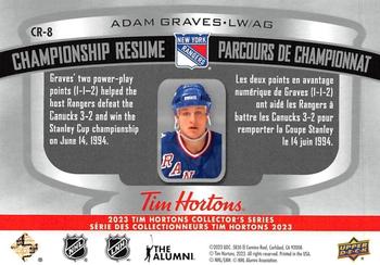 2023 Upper Deck Tim Hortons Legends - Championship Resume #CR-8 Adam Graves Back