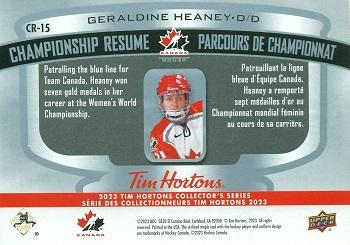 2023 Upper Deck Tim Hortons Legends - Championship Resume #CR-15 Geraldine Heaney Back