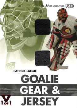 2015-16 In The Game Final Vault - 2003-04 In The Game Used Signature Series - Goalie Gear (Red Vault Stamp) #GG-26 Patrick LaLime Front