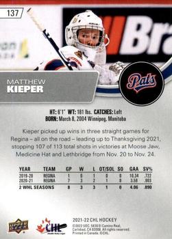2021-22 Upper Deck CHL - Blue #137 Matthew Kieper Back