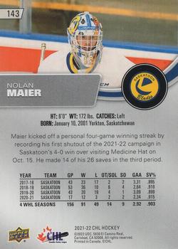 2021-22 Upper Deck CHL - Blue #143 Nolan Maier Back
