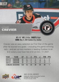 2021-22 Upper Deck CHL - Blue #235 Louis Crevier Back