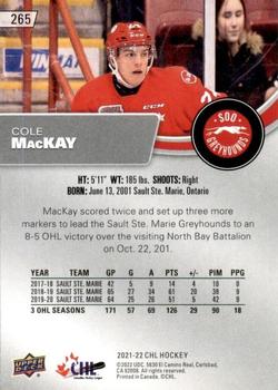2021-22 Upper Deck CHL - Blue #265 Cole Mackay Back