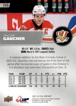 2021-22 Upper Deck CHL - Blue #269 Jacob Gaucher Back